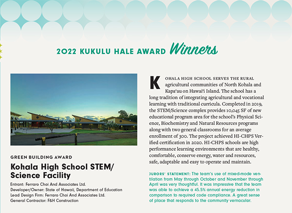 Our project receives the 2022 Kuhulu Hale Award